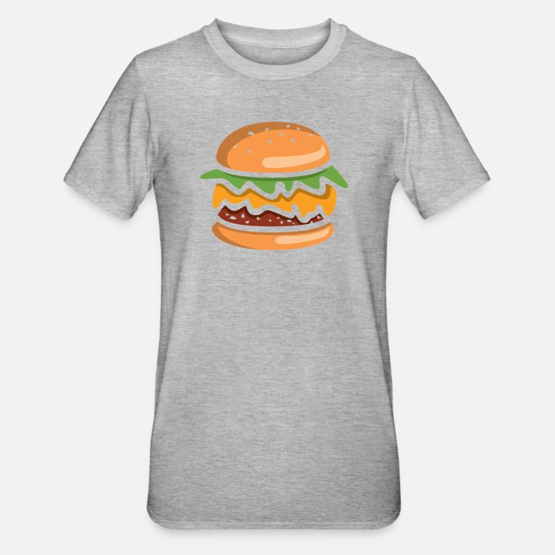 Cheeseburger Comic Burger - T-shirt polycoton Unisexe - gris chiné