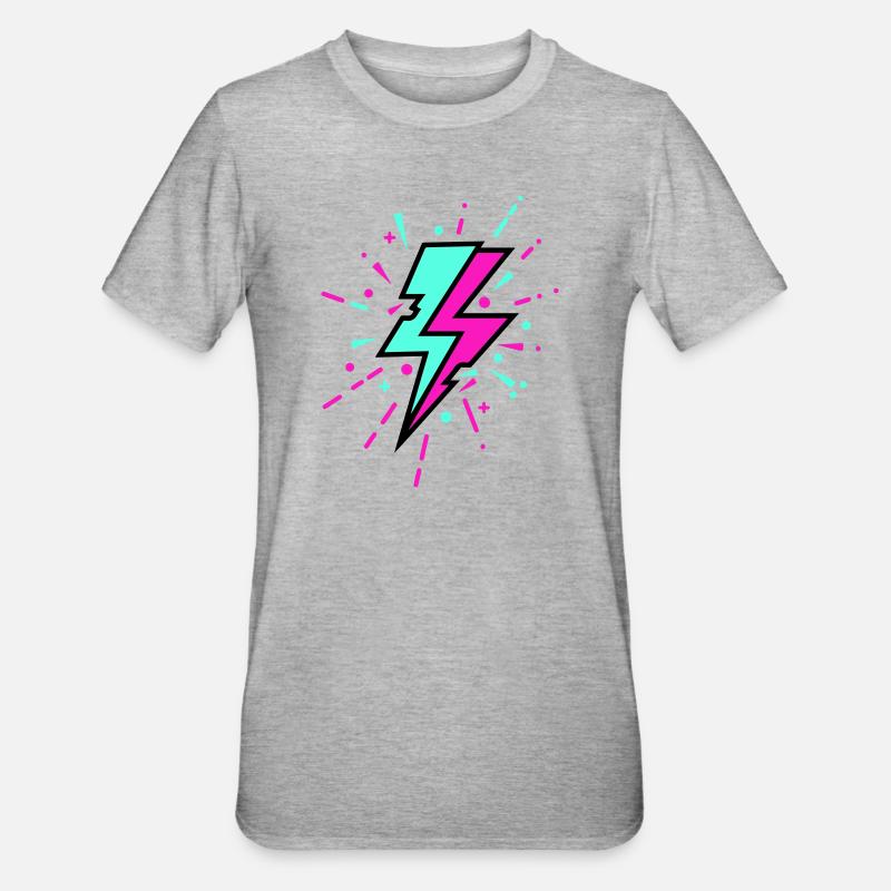 Style rétro coloré avec un éclair - T-shirt polycoton Unisexe - gris chiné