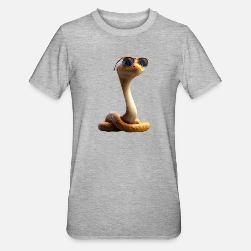 Schlange Python Kobra Klapperschlange Schlangen - Unisex Polycotton T-Shirt - Grau meliert