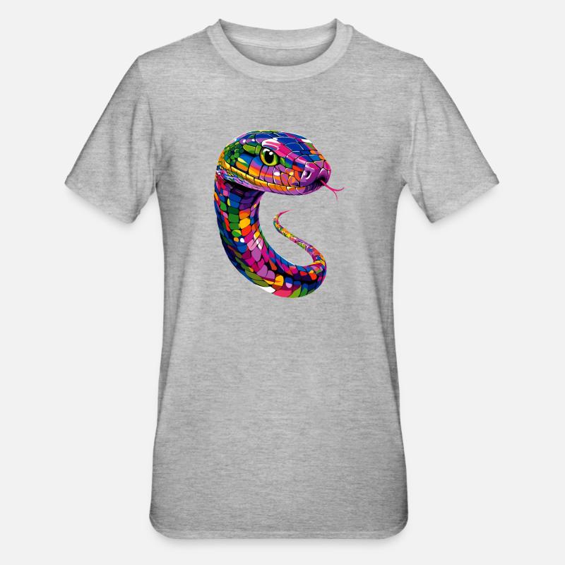Schlange Python Kobra Klapperschlange Schlangen - Unisex Polycotton T-Shirt - Grau meliert