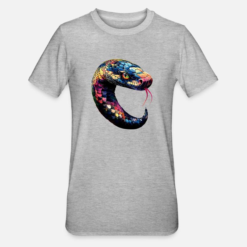Schlange Python Kobra Klapperschlange Schlangen - Unisex Polycotton T-Shirt - Grau meliert