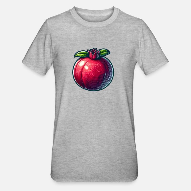 Pomegranate with Bright Modern Patterns - Unisex Polycotton T-Shirt - heather grey