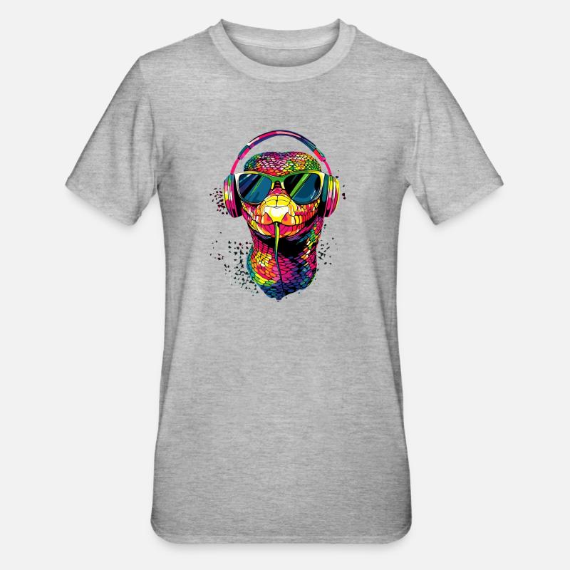 Schlange Python Kobra Klapperschlange Schlangen - Unisex Polycotton T-Shirt - Grau meliert