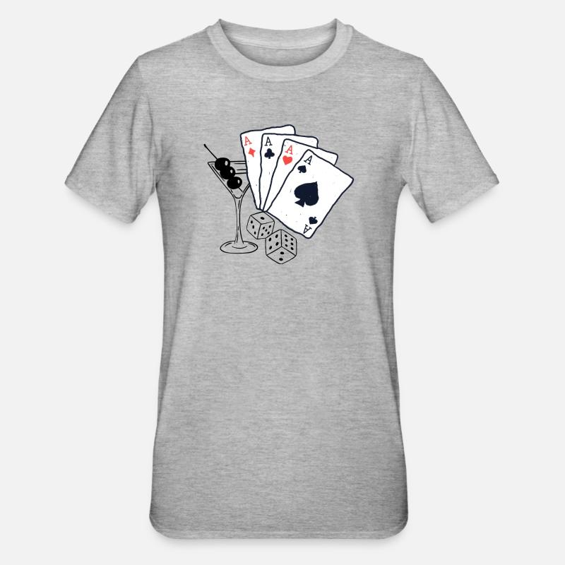 Playing card design with ace motifs - Unisex Polycotton T-Shirt - heather grey