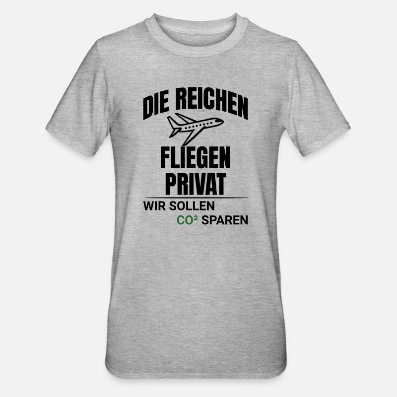Abstraktes CO2 Klimaschutz Design - Unisex Polycotton T-Shirt - Grau meliert