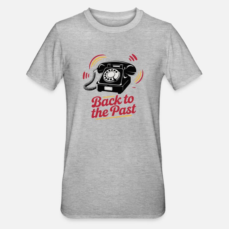 Retro Wählscheibentelefon Nostalgie Design - Unisex Polycotton T-Shirt - Grau meliert