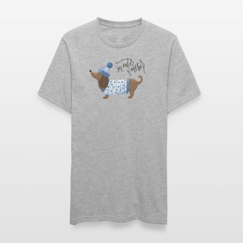 Teckel avec pull et chapeau Pull Météo bleu T-shirt polycoton Unisexe