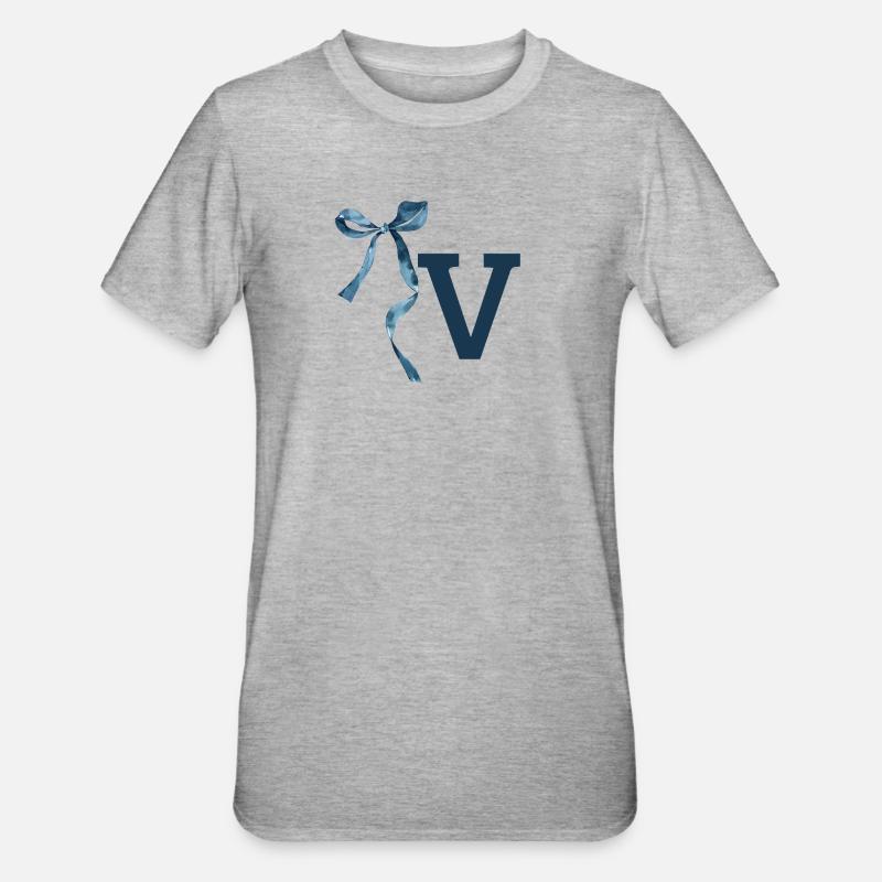 Geschenkidee Monogram V - Unisex Polycotton T-Shirt - Grau meliert