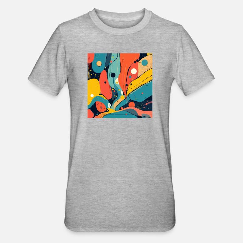Explosion de couleurs abstraites dans des tons chauds - T-shirt polycoton Unisexe - gris chiné