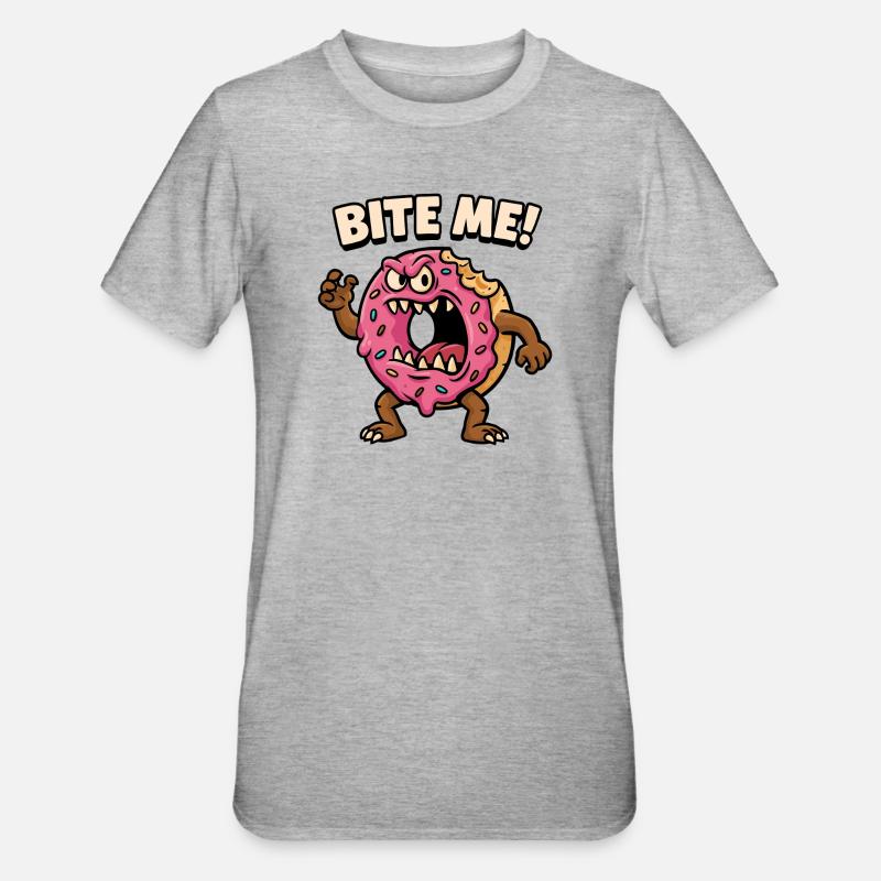 Conception agressive de monstre de beignet - T-shirt polycoton Unisexe - gris chiné