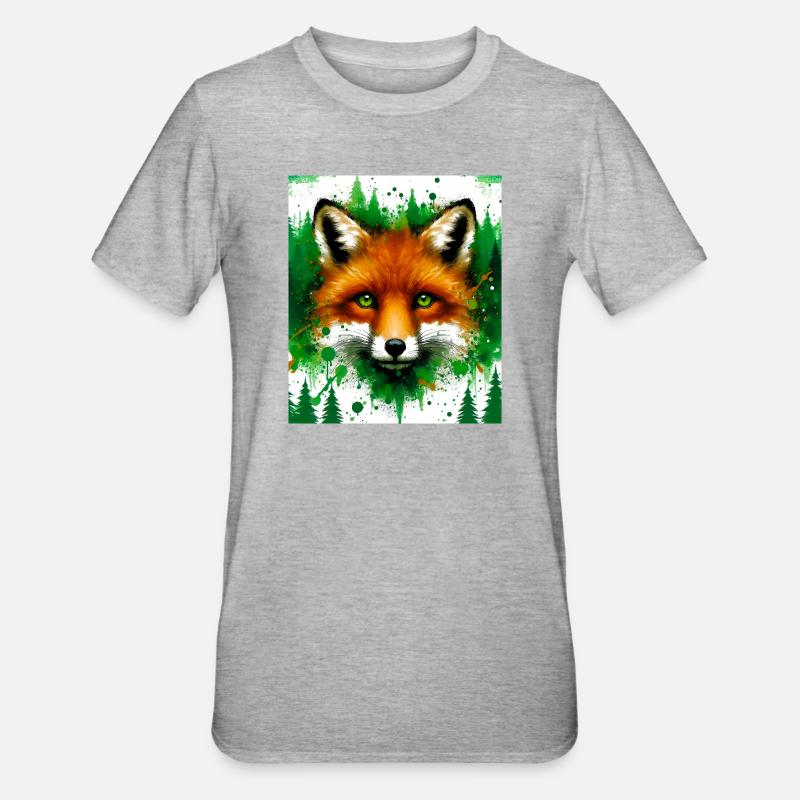 Fuchs - Unisex Polycotton T-Shirt - Grau meliert