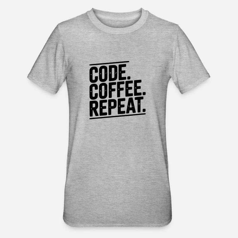 Code Coffee Repeat - T-shirt polycoton Unisexe - gris chiné