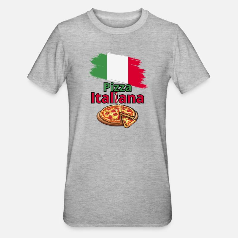 Design de pizza italienne avec drapeau - T-shirt polycoton Unisexe - gris chiné