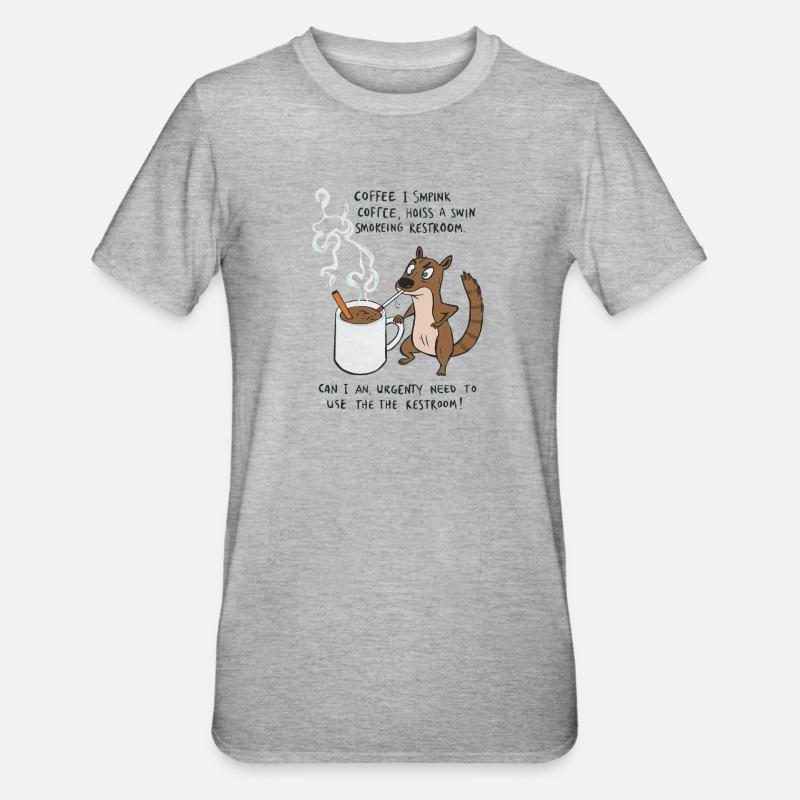Kaffee Notfall Beutier Eichhörnchen Kippe  - Unisex Polycotton T-Shirt - Grau meliert