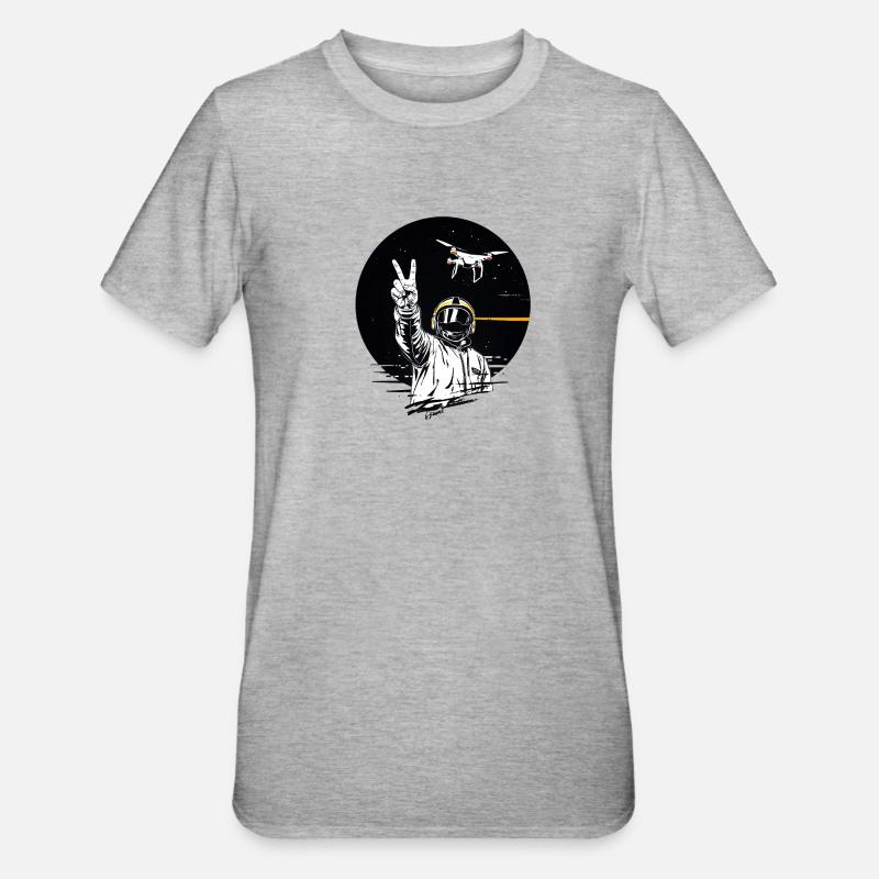 Weltraumheld mit Friedenshand - Unisex Polycotton T-Shirt - Grau meliert