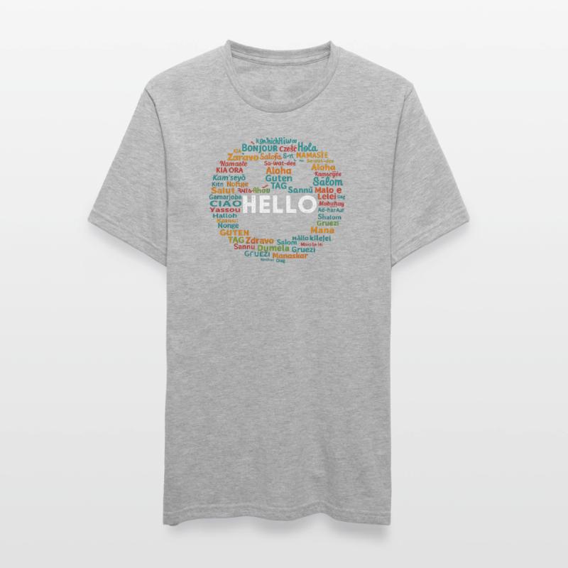 Commencez par Hello Different World Language Learning T-shirt polycoton Unisexe