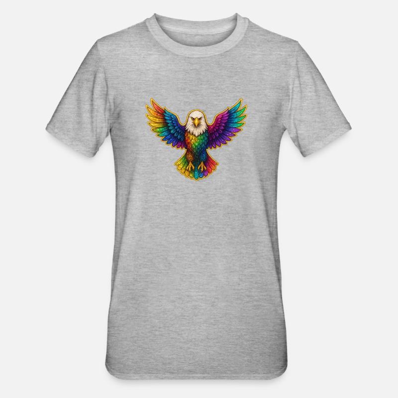 Rainbow Eagle Wing Art - Unisex Polycotton T-Shirt - heather grey