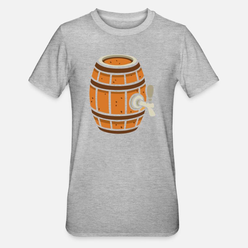 baril de bière rustique dessin animé - T-shirt polycoton Unisexe - gris chiné