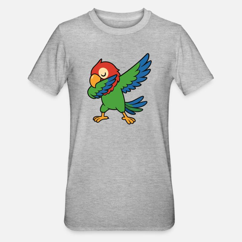 Papagei Dabbing Comic - Unisex Polycotton T-Shirt - Grau meliert