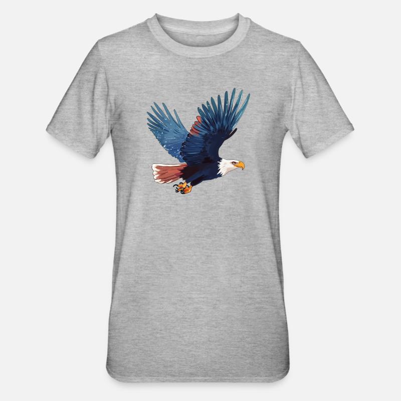 Pygargue à queue blanche en vol - T-shirt polycoton Unisexe - gris chiné