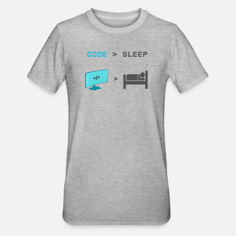Code vs Sleep: Coder in Sleep Mode - Unisex Polycotton T-Shirt - heather grey