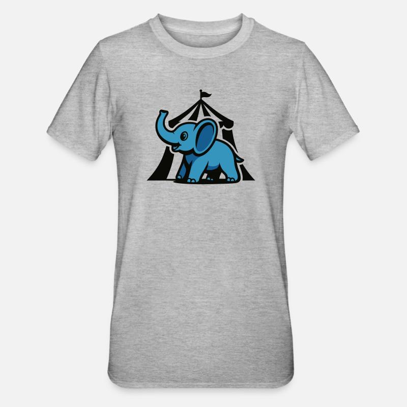 Blue Circus Elephant - Unisex Polycotton T-Shirt - heather grey