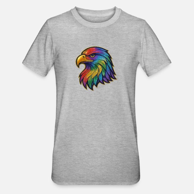 Rainbow Eagle Head Patch - Unisex Polycotton T-Shirt - heather grey