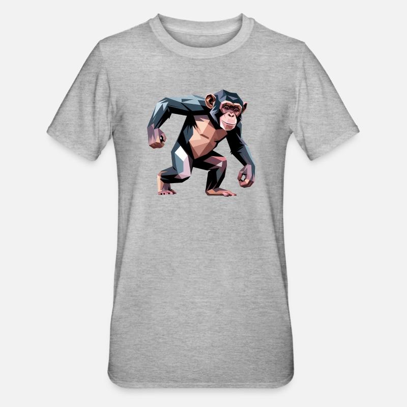 Monkey - Cooles Low-Poly-Logo - Unisex Polycotton T-Shirt - Grau meliert