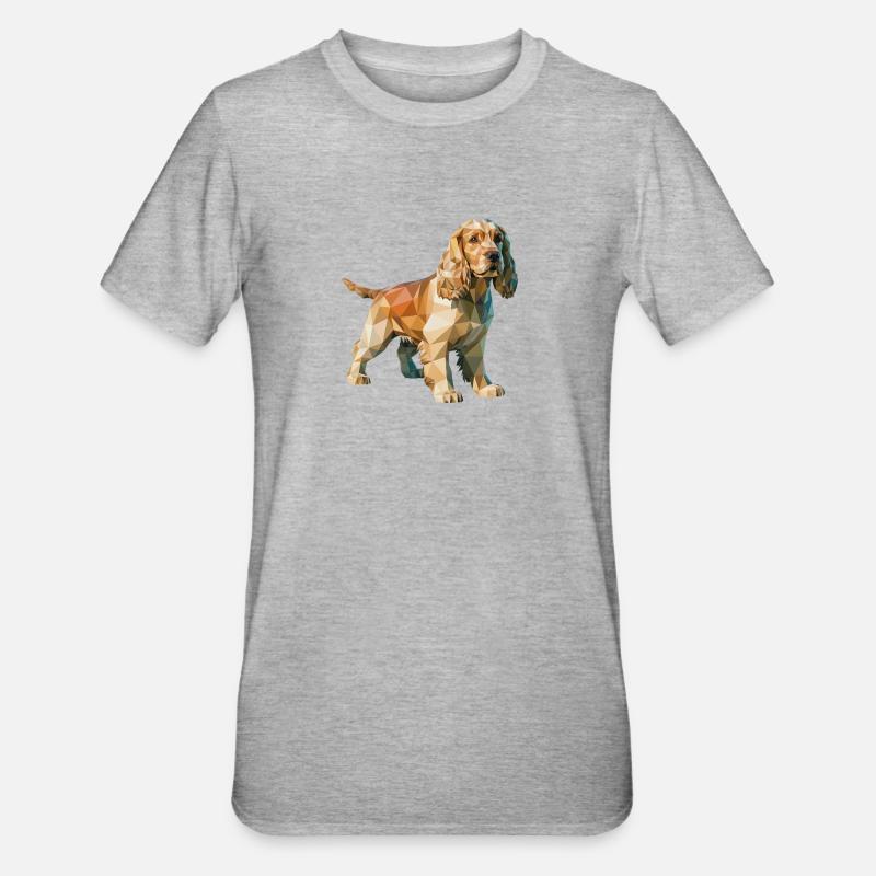 Cocker Spaniel - Cooles Low-Poly-Logo - Unisex Polycotton T-Shirt - Grau meliert