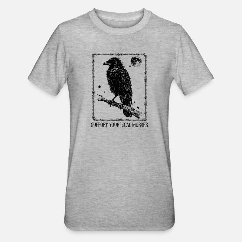 Support your local Murder - Krähe - Unisex Polycotton T-Shirt - Grau meliert