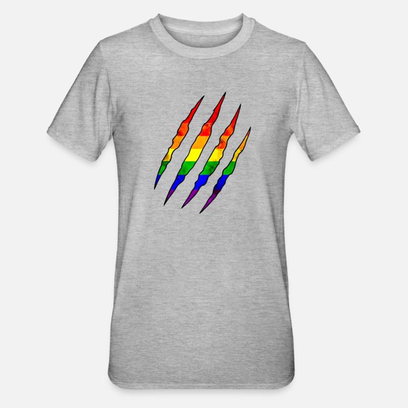Pride Claw Rainbow Statement Scratch Trace - Unisex Polycotton T-Shirt - heather grey
