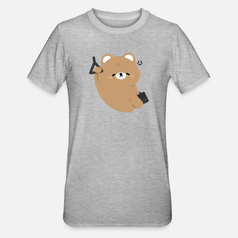 Orso kawaii stanco - Maglietta unisex, mix cotone e poliestere - grigio melange