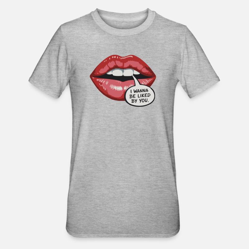 Bold Lip Pop Art : Faites-vous aimer - T-shirt polycoton Unisexe - gris chiné