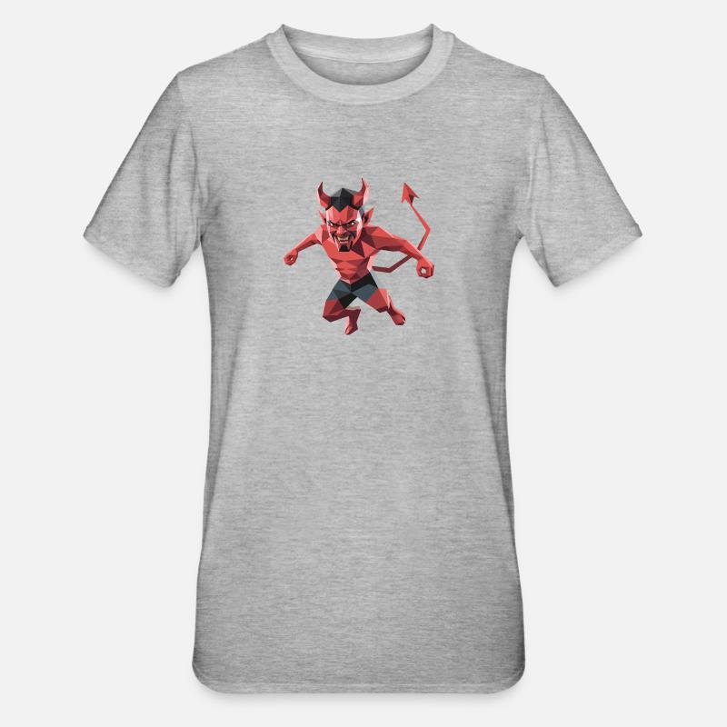 Devil - Cool Low Poly Logo - T-shirt polycoton Unisexe - gris chiné