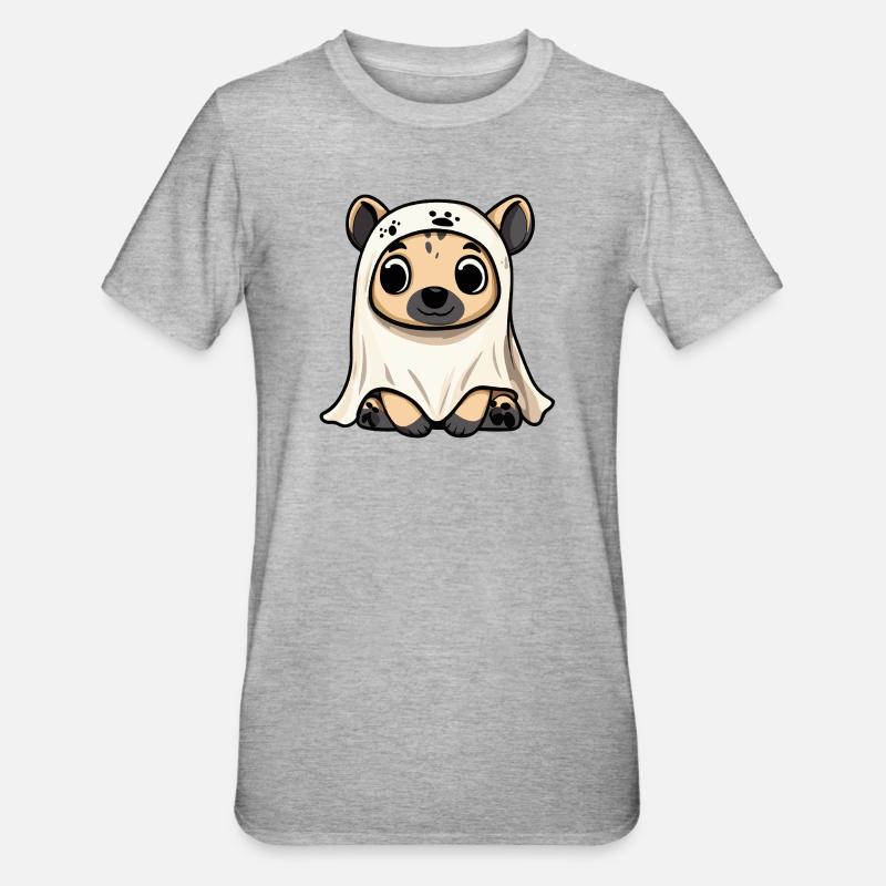Hyäne Halloween Geist - Unisex Polycotton T-Shirt - Grau meliert