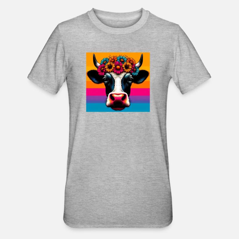 cow - Unisex Polycotton T-Shirt - heather grey