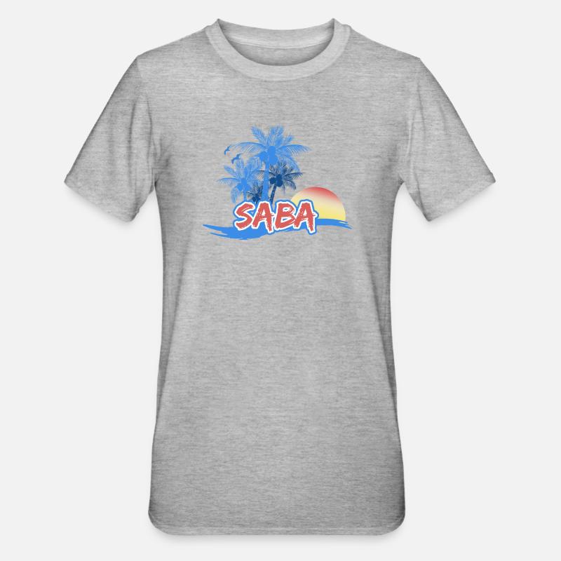 Saba comme plage - T-shirt polycoton Unisexe - gris chiné
