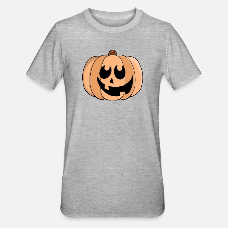 Sourire ludique de citrouille - T-shirt polycoton Unisexe - gris chiné