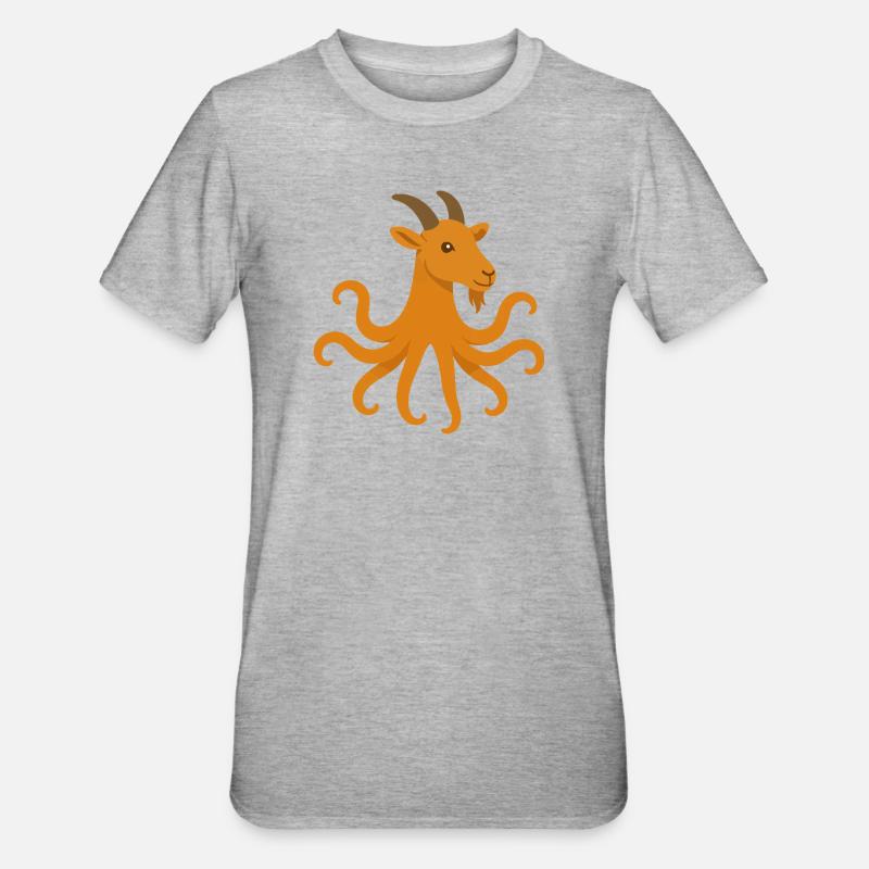 Der Oktopus oder Ziegen-Oktopus - Unisex Polycotton T-Shirt - Grau meliert