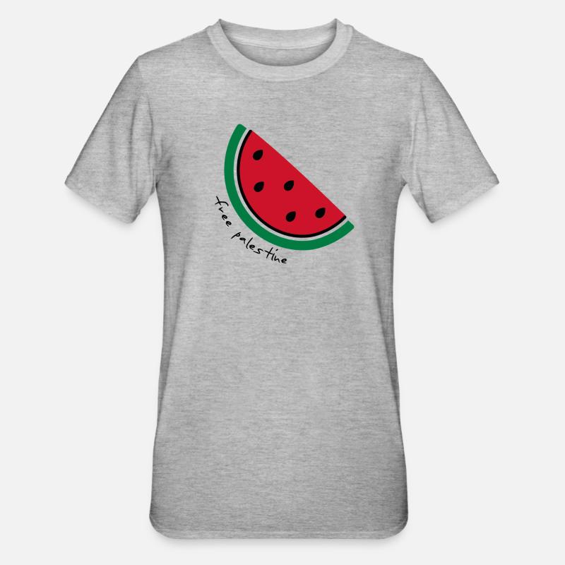 Tranche de pastèque Pop Art - T-shirt polycoton Unisexe - gris chiné