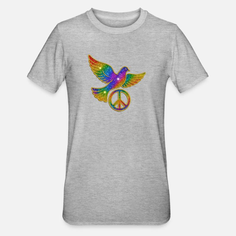 Simbolo della pace della colomba arcobaleno - Maglietta unisex, mix cotone e poliestere - grigio melange