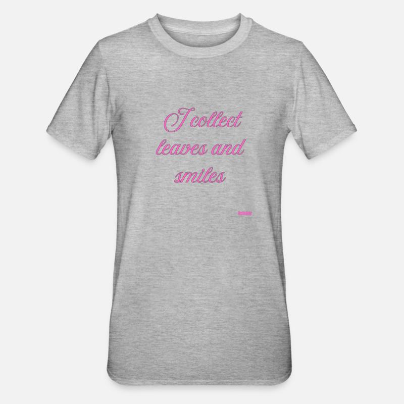 Feuilles et sourires rose script - T-shirt polycoton Unisexe - gris chiné