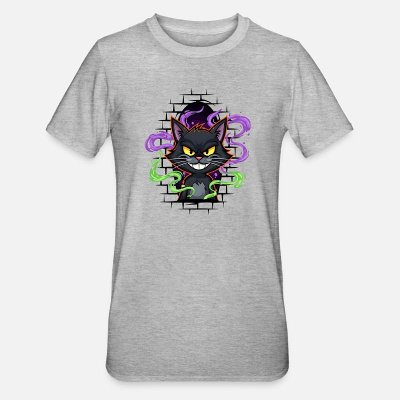 Graffiti chat néon - T-shirt polycoton Unisexe - gris chiné