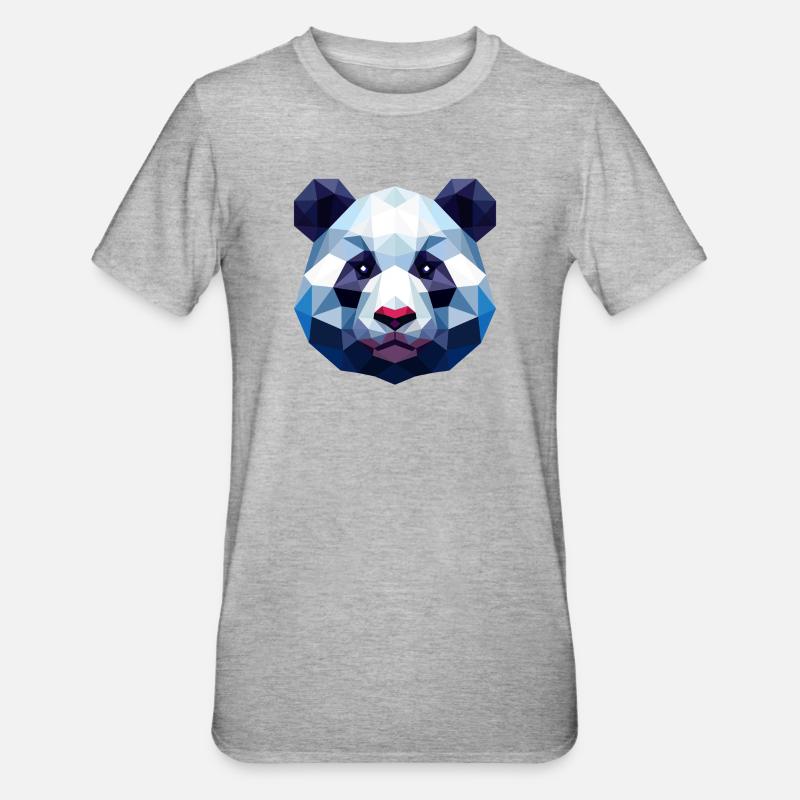 Panda Lowpoly - T-shirt polycoton Unisexe - gris chiné