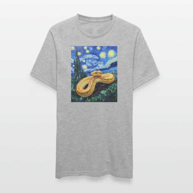 Serpent Python Style Van Gogh Nuit étoilée T-shirt polycoton Unisexe