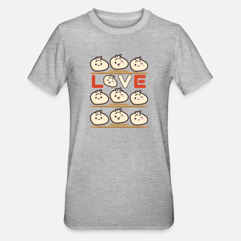 Dumpling Love Pattern - Unisex Polycotton T-Shirt - heather grey