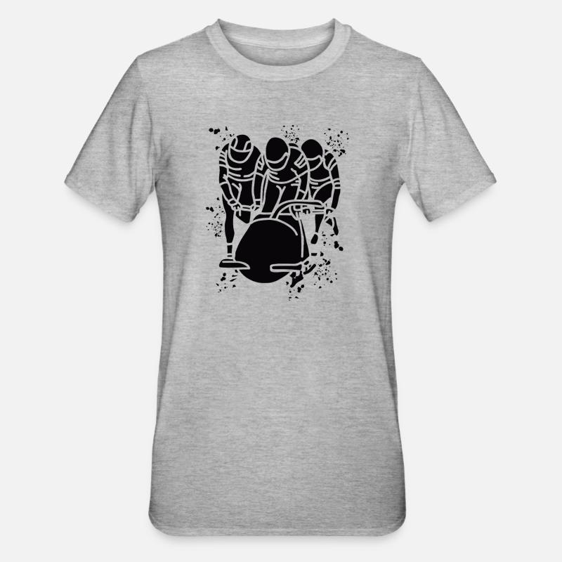 Bobfahrer Bobschlitten Viererbob - Unisex Polycotton T-Shirt - Grau meliert