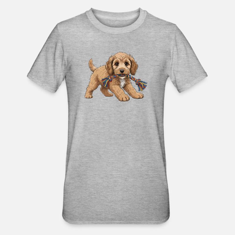 Chiot Cockapoo - T-shirt polycoton Unisexe - gris chiné