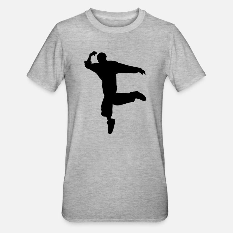 Silhouette B-Boy – Mouvement de breakdance - T-shirt polycoton Unisexe - gris chiné