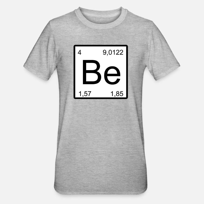 Be Element Stil: Periodensystem Muster Beryllium - Unisex Polycotton T-Shirt - Grau meliert